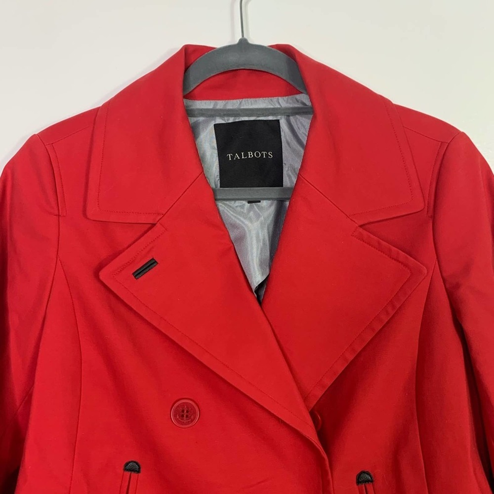 Talbots Red Lightweight Double Breasted Peacoat - image 3